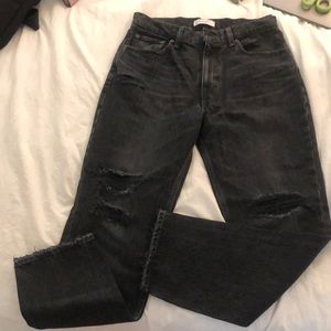 Moussy Charcoal Distressed Boyfriend Jeans